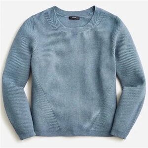 NWT J.CREW Womens Blue Ribbed Crewneck Sweater